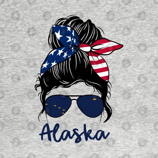 Alaska girl Messy bun , American Girl , Alaska Flag by JayD World